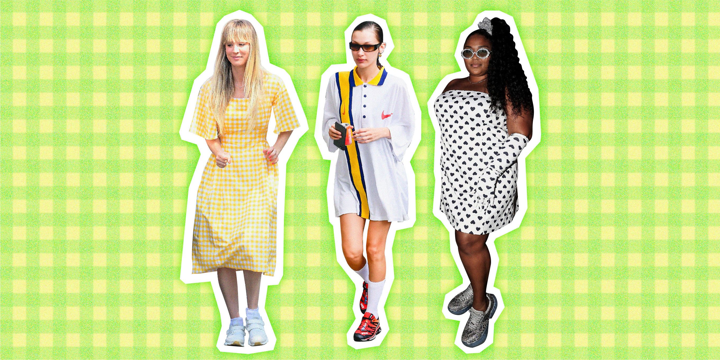 sneakers with dresses trend